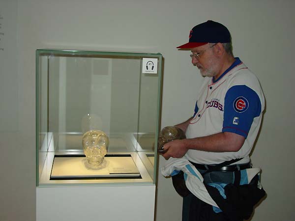 Joshua Shapiro visiting the British Museum Crystal Skull in 2009 in England